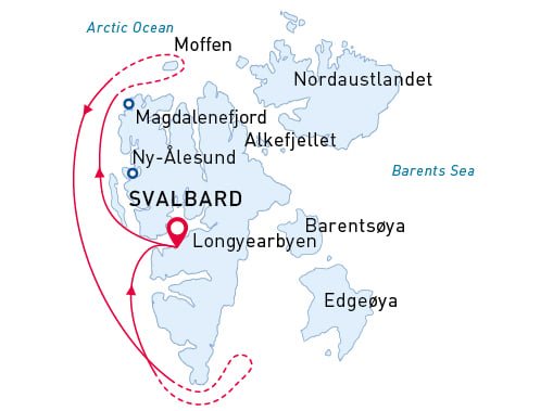 West Svalbard & Polar Ice Edge map route